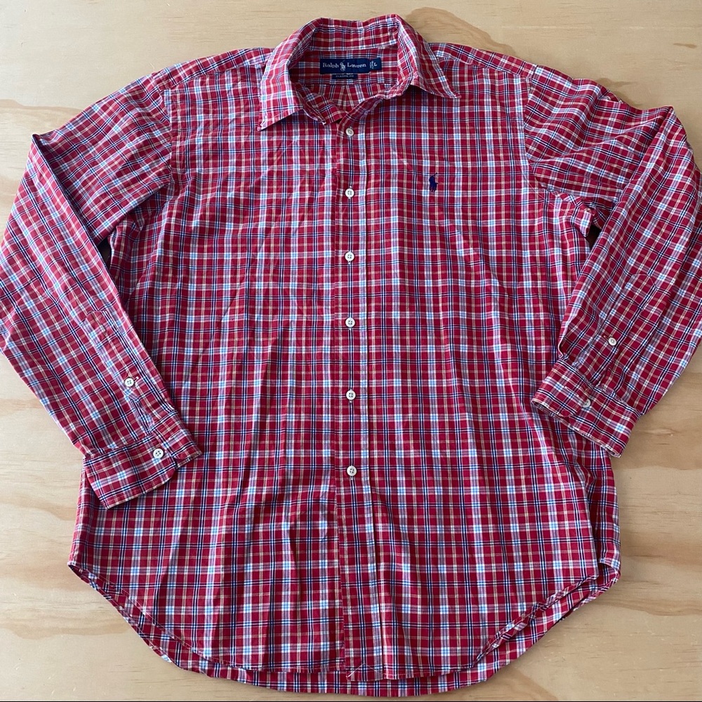 Ralph Lauren Classic Fit Plaid Long Sleeve Button Front Size Large